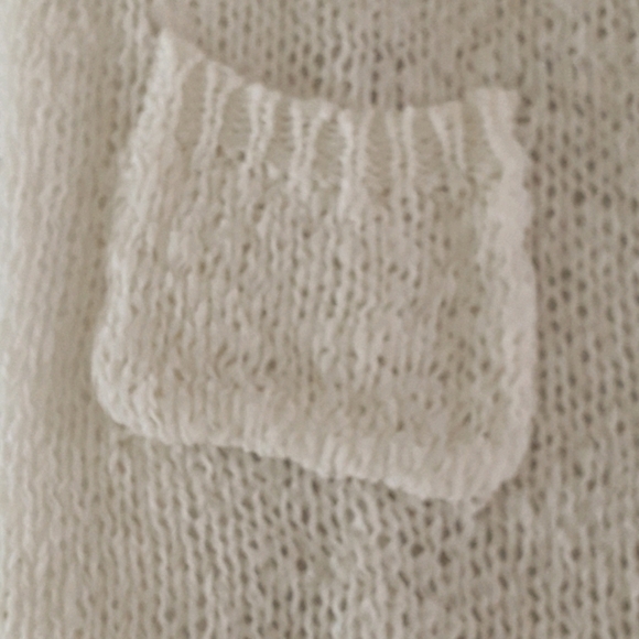 Cream Top Sweater Chiffon an Knit Short Sleeve Baggy Slouch - Picture 6 of 8